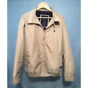 U.S. Polo Assn. Tan Jacket Mens Size Large Windbreaker All Weather Fleece Lined